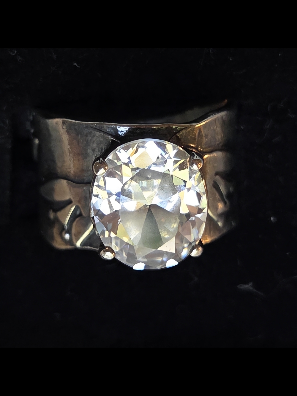 Crystal Solitaire Statement Ring in Silver